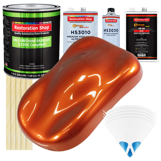 Inferno Orange Pearl Metallic - LOW VOC Urethane Basecoat with Premium Clearcoat Auto Paint - Complete Fast Gallon Paint Kit - Pro Automotive Coating