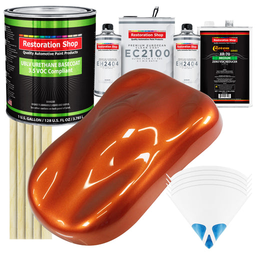 Inferno Orange Pearl Metallic - LOW VOC Urethane Basecoat with European Clearcoat Auto Paint - Complete Gallon Paint Color Kit - Automotive Coating