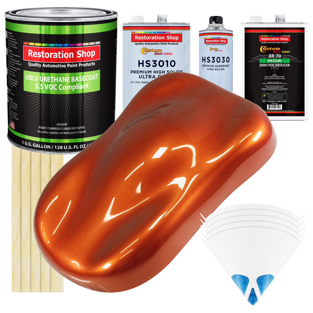 Inferno Orange Pearl Metallic - LOW VOC Urethane Basecoat with Premium Clearcoat Auto Paint (Complete Medium Gallon Paint Kit) Pro Automotive Coating