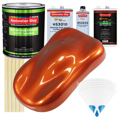 Inferno Orange Pearl Metallic - LOW VOC Urethane Basecoat with Premium Clearcoat Auto Paint (Complete Medium Gallon Paint Kit) Pro Automotive Coating