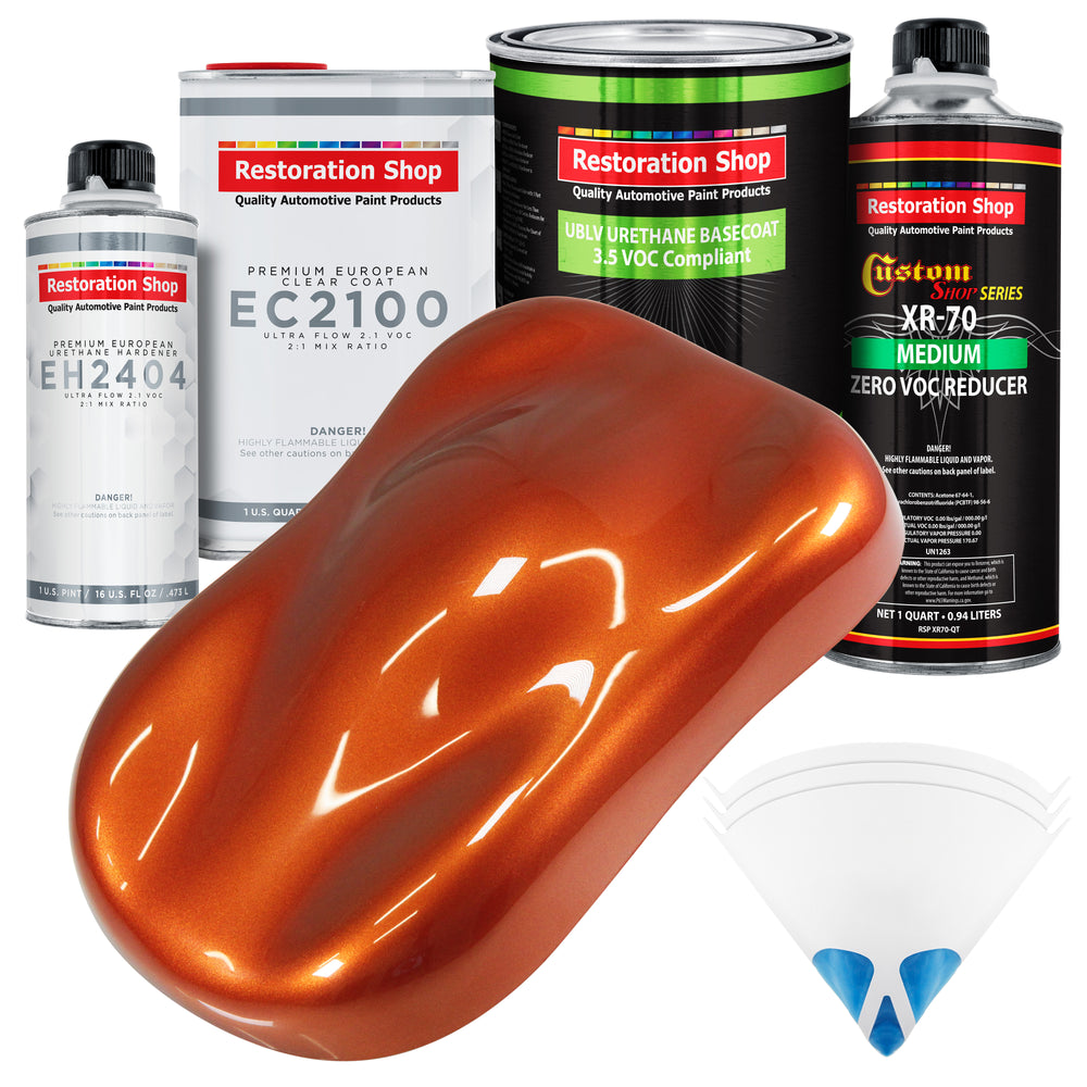 Inferno Orange Pearl Metallic - LOW VOC Urethane Basecoat with European Clearcoat Auto Paint - Complete Quart Paint Color Kit - Automotive Coating