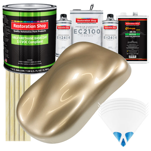 Driftwood Beige Metallic - LOW VOC Urethane Basecoat with European Clearcoat Auto Paint - Complete Gallon Paint Color Kit - Automotive Coating