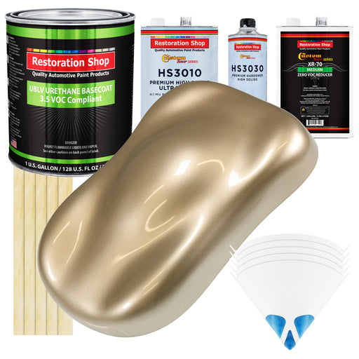 Driftwood Beige Metallic - LOW VOC Urethane Basecoat with Premium Clearcoat Auto Paint - Complete Medium Gallon Paint Kit - Pro Automotive Coating