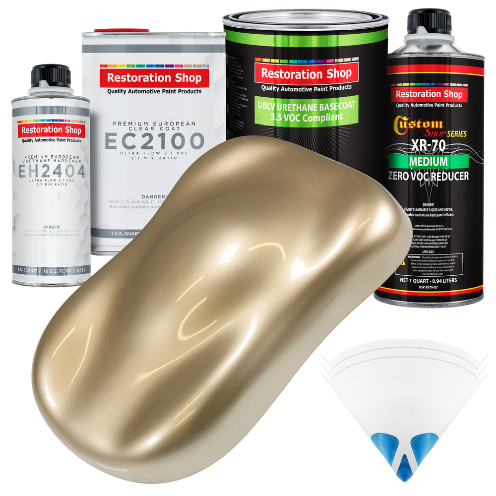 Driftwood Beige Metallic - LOW VOC Urethane Basecoat with European Clearcoat Auto Paint - Complete Quart Paint Color Kit - Automotive Coating