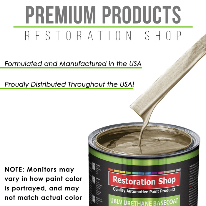 Driftwood Beige Metallic - LOW VOC Urethane Basecoat with Clearcoat Auto Paint (Complete Medium Quart Paint Kit) Professional Gloss Automotive Coating