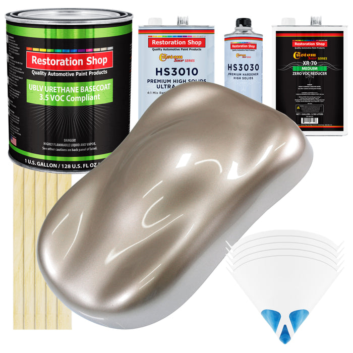 Mocha Frost Metallic - LOW VOC Urethane Basecoat with Premium Clearcoat Auto Paint (Complete Medium Gallon Paint Kit) Professional Automotive Coating