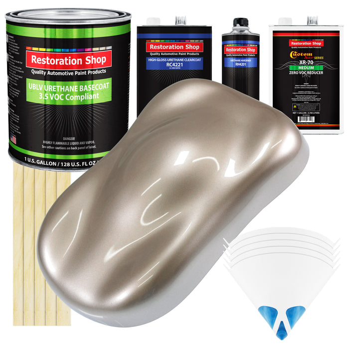 Mocha Frost Metallic - LOW VOC Urethane Basecoat with Clearcoat Auto Paint - Complete Medium Gallon Paint Kit - Professional Gloss Automotive Coating