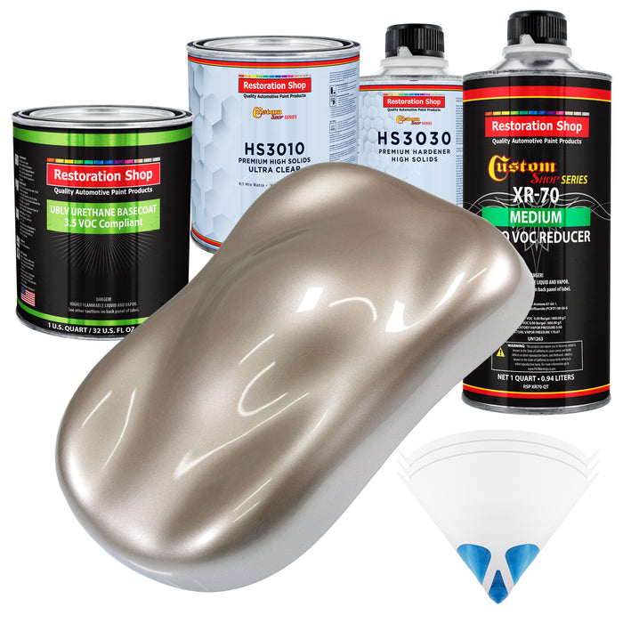 Mocha Frost Metallic - LOW VOC Urethane Basecoat with Premium Clearcoat Auto Paint - Complete Medium Quart Paint Kit - Professional Automotive Coating