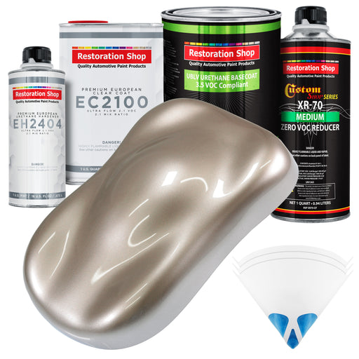 Mocha Frost Metallic - LOW VOC Urethane Basecoat with European Clearcoat Auto Paint - Complete Quart Paint Color Kit - Automotive Coating