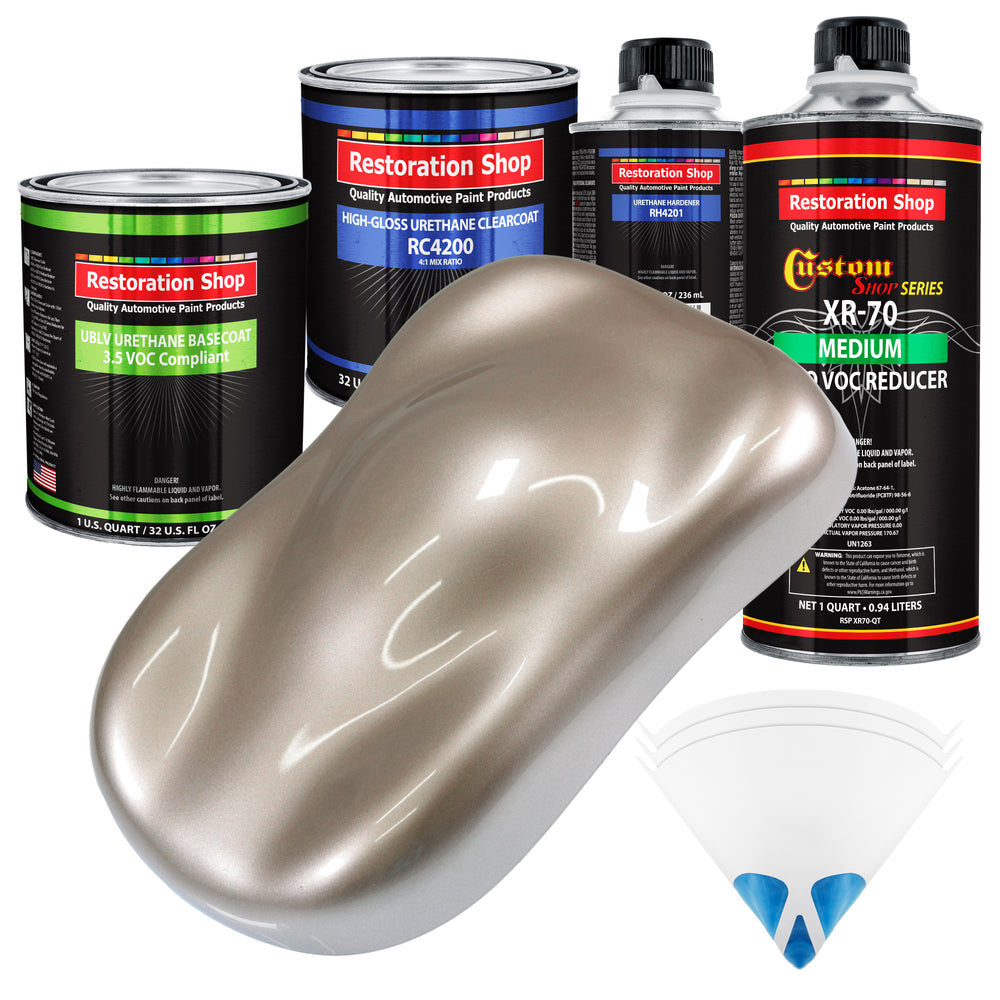 Mocha Frost Metallic - LOW VOC Urethane Basecoat with Clearcoat Auto Paint - Complete Medium Quart Paint Kit - Professional Gloss Automotive Coating