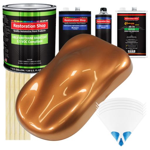 Ginger Metallic - LOW VOC Urethane Basecoat with Clearcoat Auto Paint - Complete Medium Gallon Paint Kit - Professional High Gloss Automotive Coating