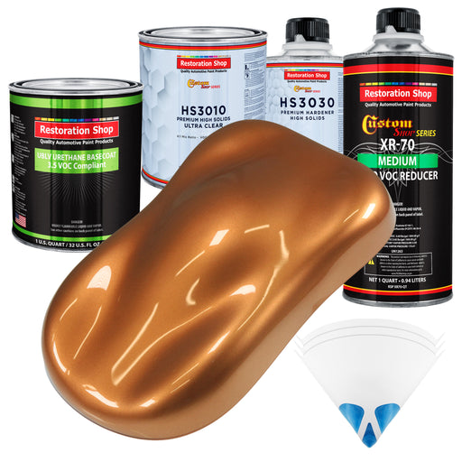 Ginger Metallic - LOW VOC Urethane Basecoat with Premium Clearcoat Auto Paint (Complete Medium Quart Paint Kit) Professional Gloss Automotive Coating