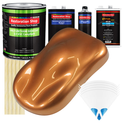 Ginger Metallic - LOW VOC Urethane Basecoat with Clearcoat Auto Paint - Complete Slow Gallon Paint Kit - Professional High Gloss Automotive Coating