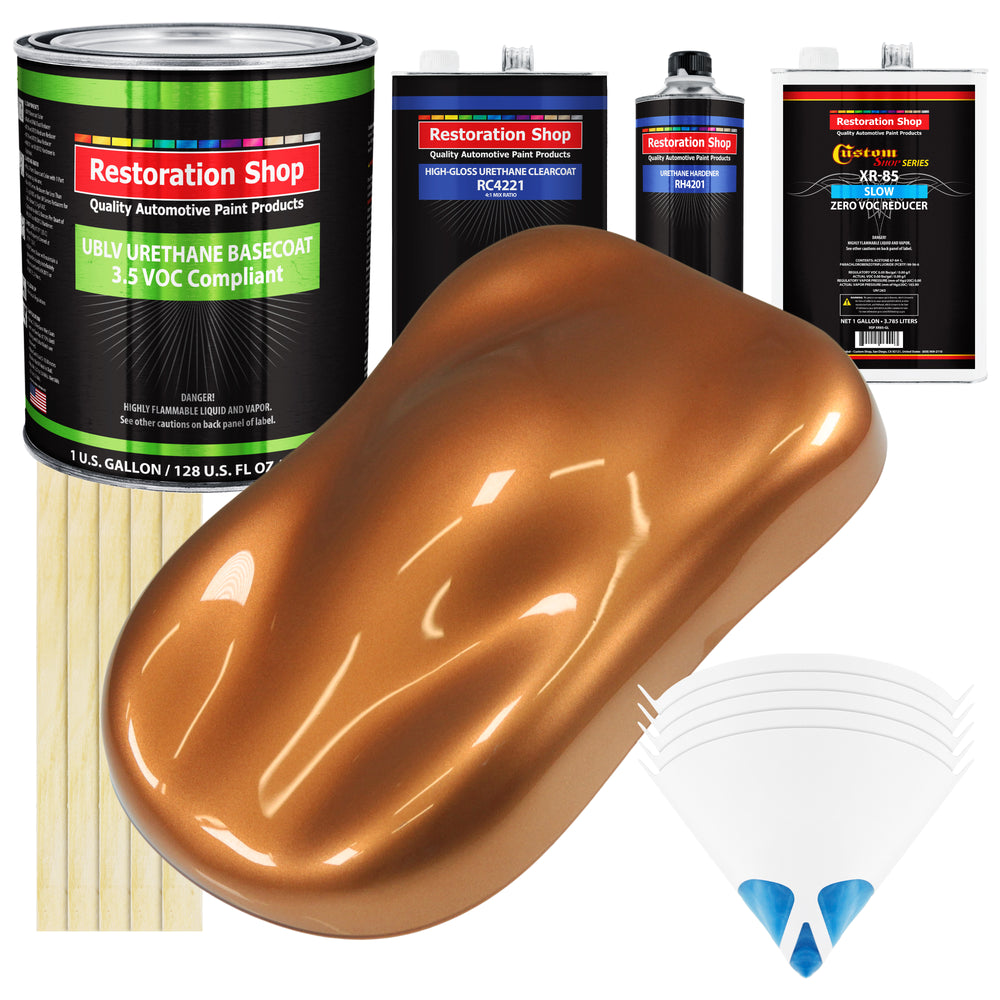 Ginger Metallic - LOW VOC Urethane Basecoat with Clearcoat Auto Paint - Complete Slow Gallon Paint Kit - Professional High Gloss Automotive Coating