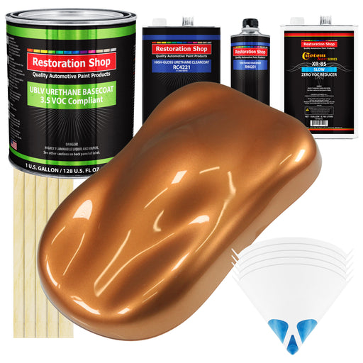 Ginger Metallic - LOW VOC Urethane Basecoat with Clearcoat Auto Paint - Complete Slow Gallon Paint Kit - Professional High Gloss Automotive Coating