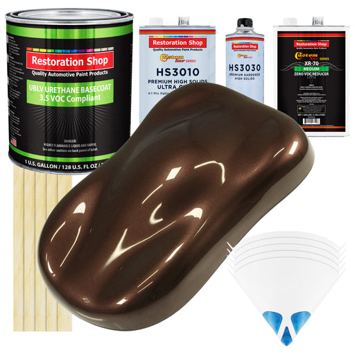 Mahogany Brown Metallic - LOW VOC Urethane Basecoat with Premium Clearcoat Auto Paint - Complete Medium Gallon Paint Kit - Pro Automotive Coating