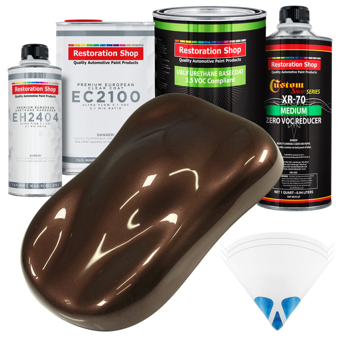 Mahogany Brown Metallic - LOW VOC Urethane Basecoat with European Clearcoat Auto Paint - Complete Quart Paint Color Kit - Automotive Coating