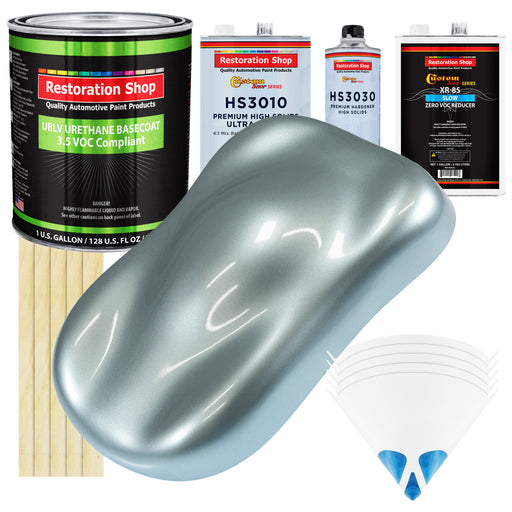 Silver Blue Metallic - LOW VOC Urethane Basecoat with Premium Clearcoat Auto Paint - Complete Slow Gallon Paint Kit - Professional Automotive Coating