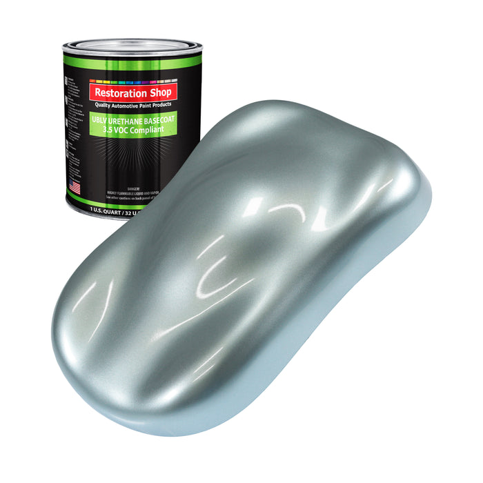 Silver Blue Metallic - LOW VOC Urethane Basecoat Auto Paint - Quart Paint Color Only - Professional High Gloss Automotive Coating