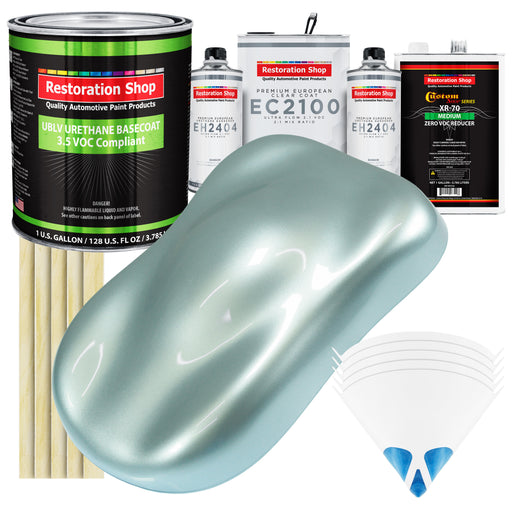 Frost Blue Metallic - LOW VOC Urethane Basecoat with European Clearcoat Auto Paint - Complete Gallon Paint Color Kit - Automotive Coating