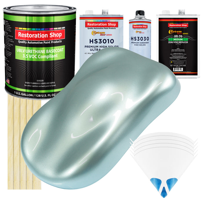 Frost Blue Metallic - LOW VOC Urethane Basecoat with Premium Clearcoat Auto Paint - Complete Medium Gallon Paint Kit - Professional Automotive Coating