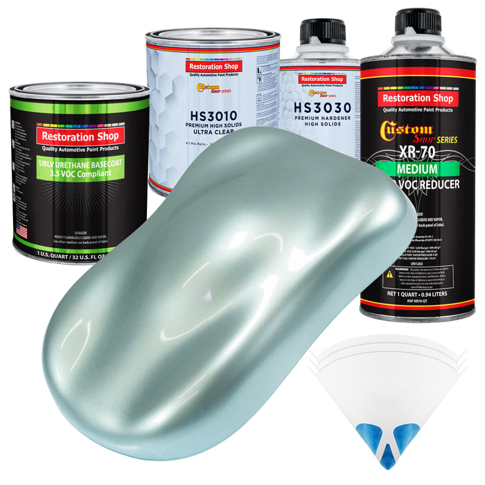 Frost Blue Metallic - LOW VOC Urethane Basecoat with Premium Clearcoat Auto Paint - Complete Medium Quart Paint Kit - Professional Automotive Coating