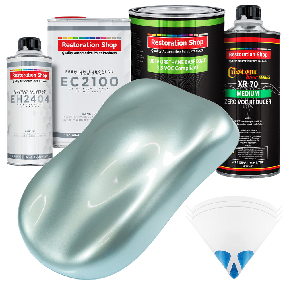 Frost Blue Metallic - LOW VOC Urethane Basecoat with European Clearcoat Auto Paint - Complete Quart Paint Color Kit - Automotive Coating