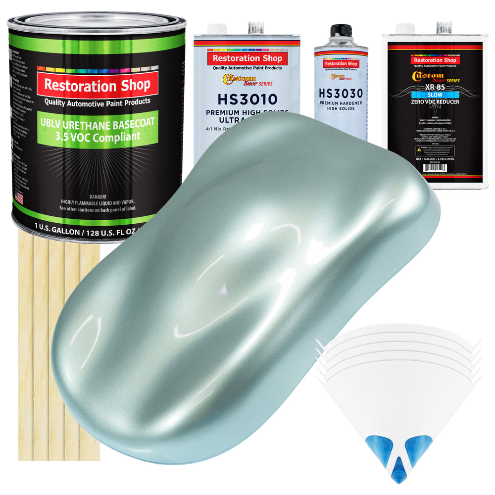 Frost Blue Metallic - LOW VOC Urethane Basecoat with Premium Clearcoat Auto Paint - Complete Slow Gallon Paint Kit - Professional Automotive Coating