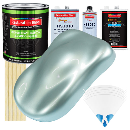 Frost Blue Metallic - LOW VOC Urethane Basecoat with Premium Clearcoat Auto Paint - Complete Slow Gallon Paint Kit - Professional Automotive Coating