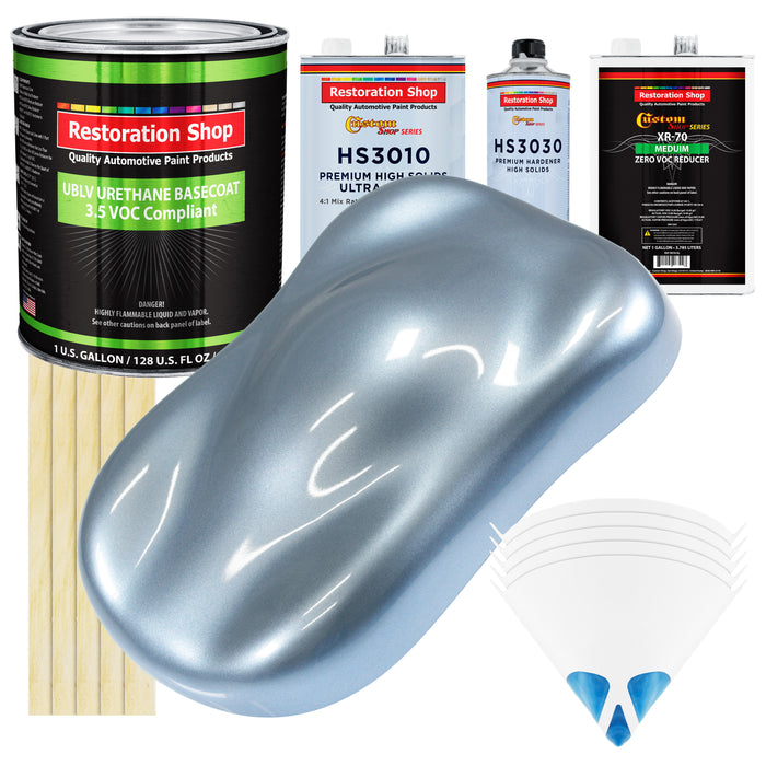 Glacier Blue Metallic - LOW VOC Urethane Basecoat with Premium Clearcoat Auto Paint (Complete Medium Gallon Paint Kit) Professional Automotive Coating