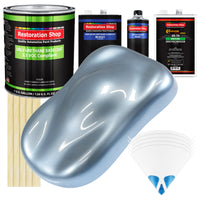 Glacier Blue Metallic - LOW VOC Urethane Basecoat with Clearcoat Auto Paint - Complete Medium Gallon Paint Kit - Professional Gloss Automotive Coating