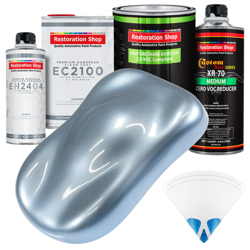 Glacier Blue Metallic - LOW VOC Urethane Basecoat with European Clearcoat Auto Paint - Complete Quart Paint Color Kit - Automotive Coating