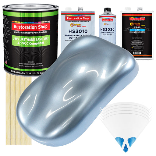 Glacier Blue Metallic - LOW VOC Urethane Basecoat with Premium Clearcoat Auto Paint - Complete Slow Gallon Paint Kit - Professional Automotive Coating