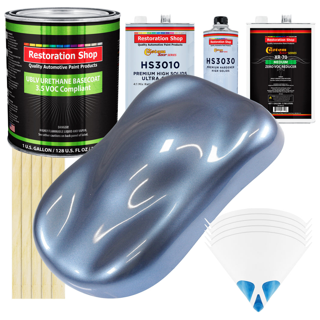 Sonic Blue Metallic - LOW VOC Urethane Basecoat with Premium Clearcoat Auto Paint - Complete Medium Gallon Paint Kit - Professional Automotive Coating