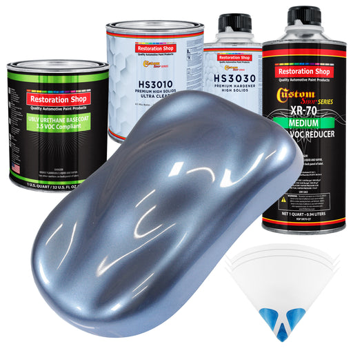 Sonic Blue Metallic - LOW VOC Urethane Basecoat with Premium Clearcoat Auto Paint - Complete Medium Quart Paint Kit - Professional Automotive Coating