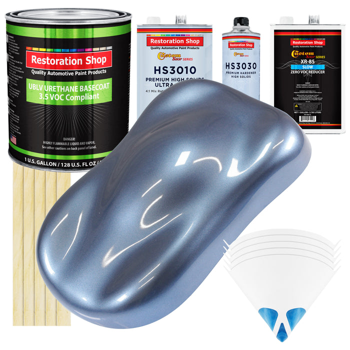 Sonic Blue Metallic - LOW VOC Urethane Basecoat with Premium Clearcoat Auto Paint - Complete Slow Gallon Paint Kit - Professional Automotive Coating