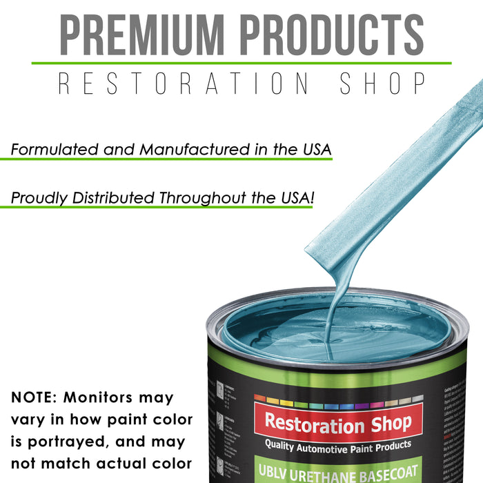 Azure Blue Metallic - LOW VOC Urethane Basecoat Auto Paint - Quart Paint Color Only - Professional High Gloss Automotive Coating