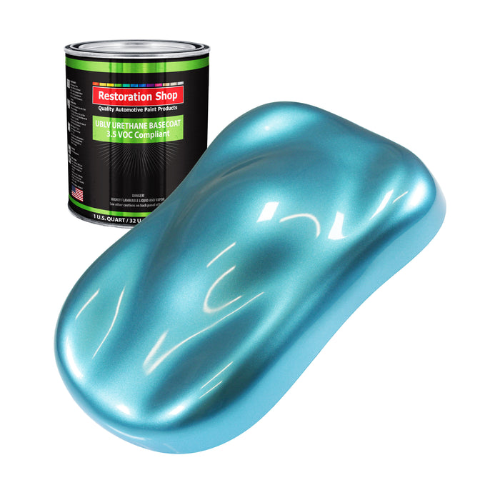 Azure Blue Metallic - LOW VOC Urethane Basecoat Auto Paint - Quart Paint Color Only - Professional High Gloss Automotive Coating