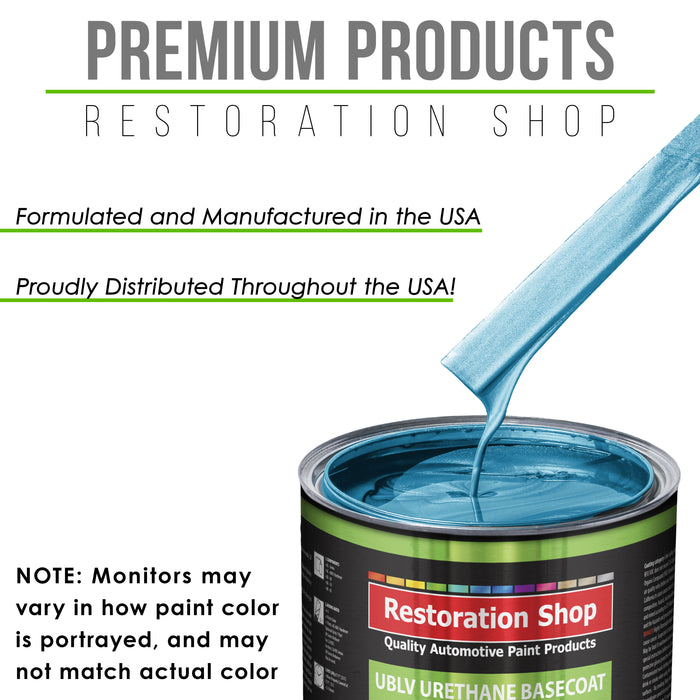 Electric Blue Metallic - LOW VOC Urethane Basecoat with Premium Clearcoat Auto Paint (Complete Medium Quart Paint Kit) Professional Automotive Coating