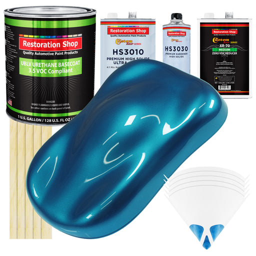 Cobra Blue Metallic - LOW VOC Urethane Basecoat with Premium Clearcoat Auto Paint - Complete Medium Gallon Paint Kit - Professional Automotive Coating