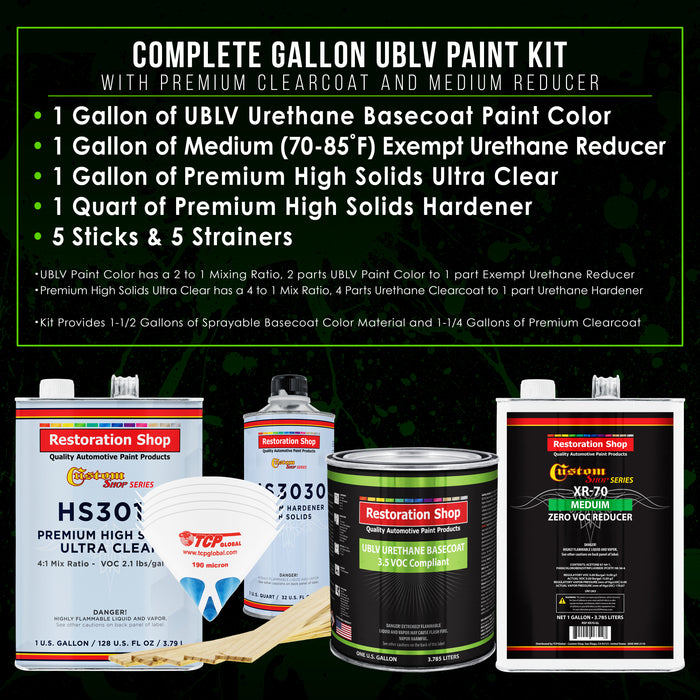 Viper Blue Metallic - LOW VOC Urethane Basecoat with Premium Clearcoat Auto Paint - Complete Medium Gallon Paint Kit - Professional Automotive Coating