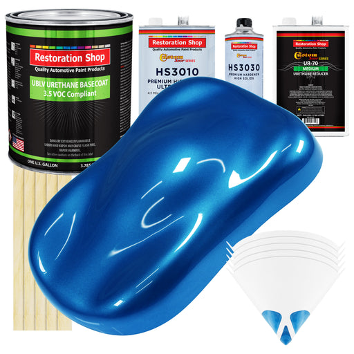 Viper Blue Metallic - LOW VOC Urethane Basecoat with Premium Clearcoat Auto Paint - Complete Medium Gallon Paint Kit - Professional Automotive Coating