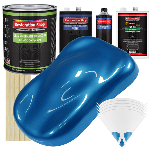 Viper Blue Metallic - LOW VOC Urethane Basecoat with Clearcoat Auto Paint - Complete Medium Gallon Paint Kit - Professional Gloss Automotive Coating