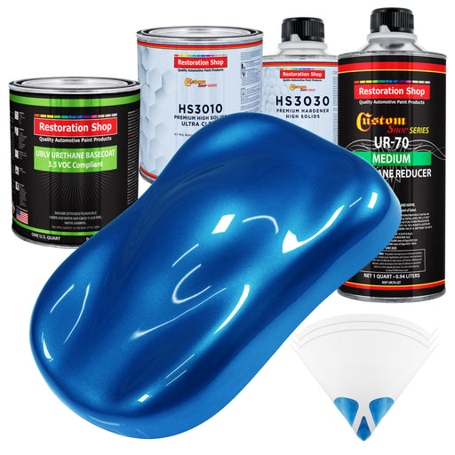 Viper Blue Metallic - LOW VOC Urethane Basecoat with Premium Clearcoat Auto Paint - Complete Medium Quart Paint Kit - Professional Automotive Coating