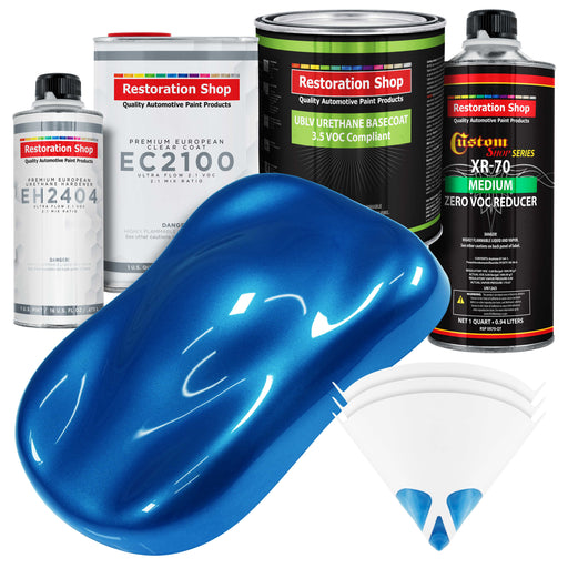 Viper Blue Metallic - LOW VOC Urethane Basecoat with European Clearcoat Auto Paint - Complete Quart Paint Color Kit - Automotive Coating