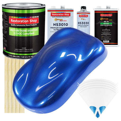 Daytona Blue Pearl - LOW VOC Urethane Basecoat with Premium Clearcoat Auto Paint - Complete Medium Gallon Paint Kit - Professional Automotive Coating