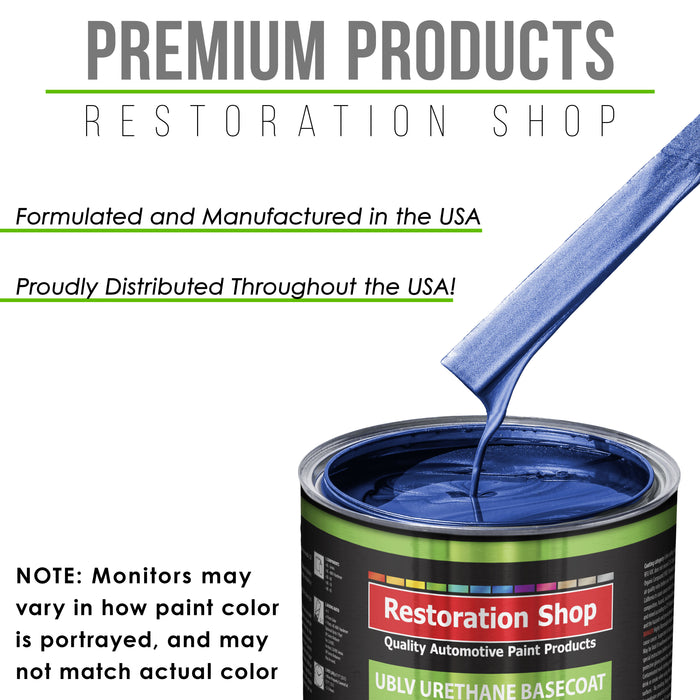 Daytona Blue Pearl - LOW VOC Urethane Basecoat with Clearcoat Auto Paint (Complete Medium Quart Paint Kit) Professional High Gloss Automotive Coating