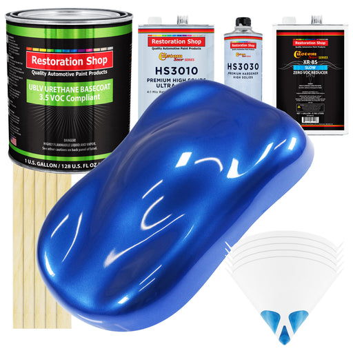 Daytona Blue Pearl - LOW VOC Urethane Basecoat with Premium Clearcoat Auto Paint - Complete Slow Gallon Paint Kit - Professional Automotive Coating