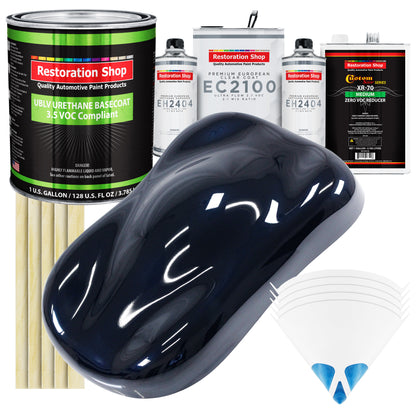 Nightwatch Blue Metallic - LOW VOC Urethane Basecoat with European Clearcoat Auto Paint - Complete Gallon Paint Color Kit - Automotive Coating