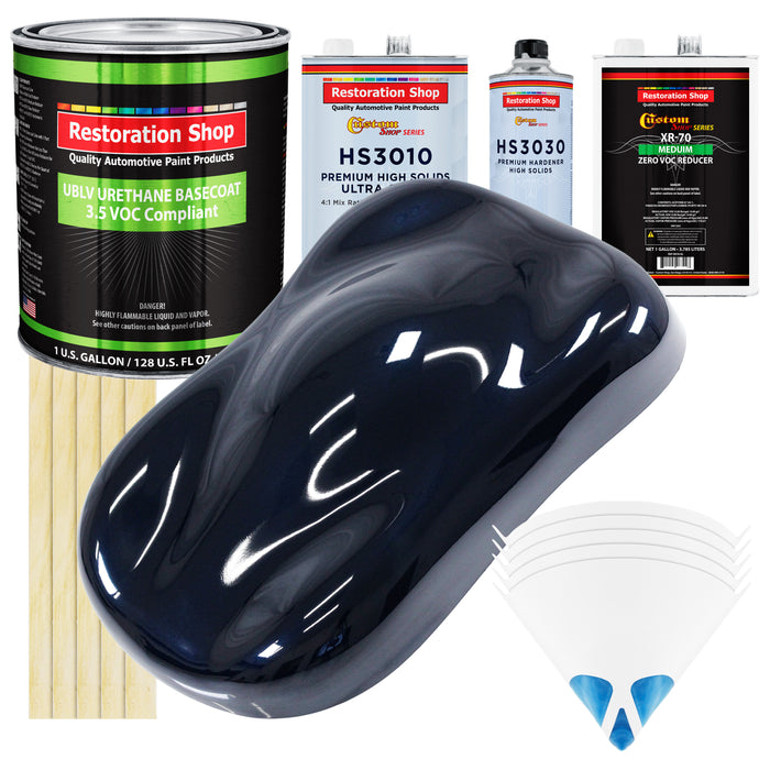 Nightwatch Blue Metallic - LOW VOC Urethane Basecoat with Premium Clearcoat Auto Paint - Complete Medium Gallon Paint Kit - Pro Automotive Coating